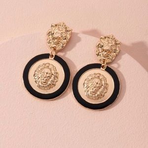 Versace logo lion earrings